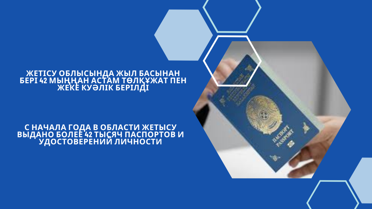 С начала года в области Жетысу выдано более 42 тысяч паспортов и удостоверений личности
