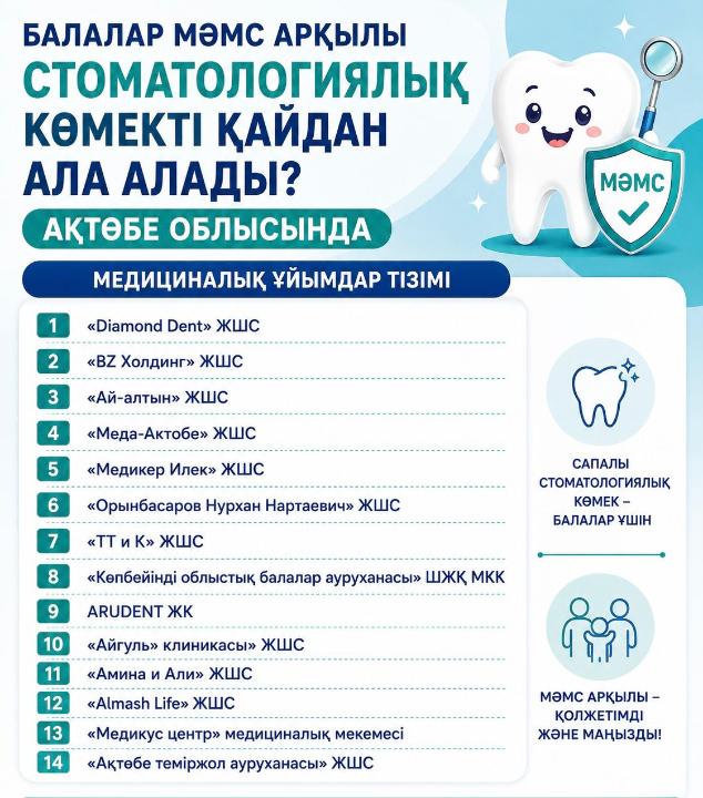 Балалар МӘМС арқылы стоматологиялық көмекті қайдан ала алады